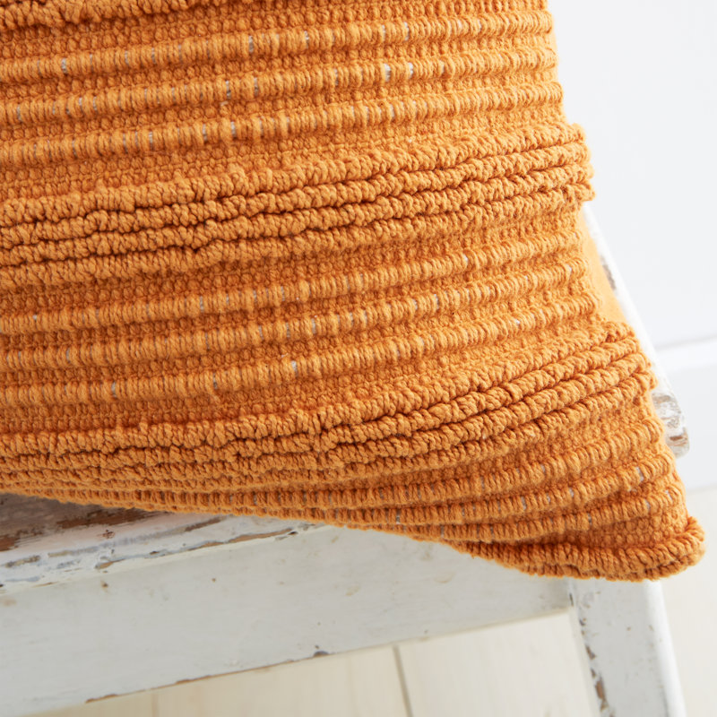 Tufted Stripes Cotton Cushion Cover Cushion, Terracotta