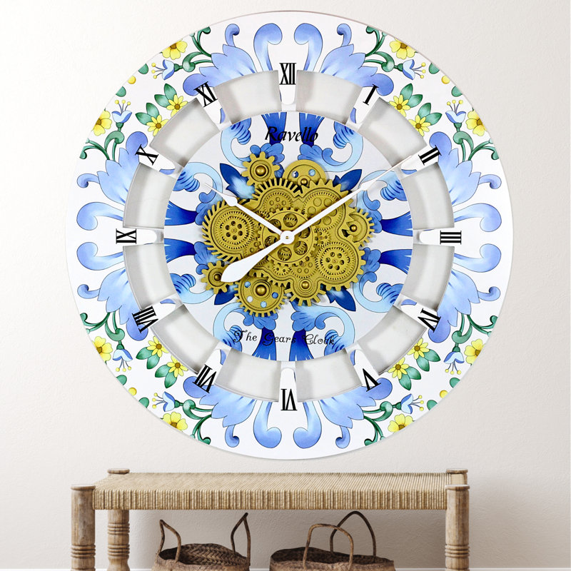 Oversized 36" Industrial Steampunk Wall Clock with Moving Gears