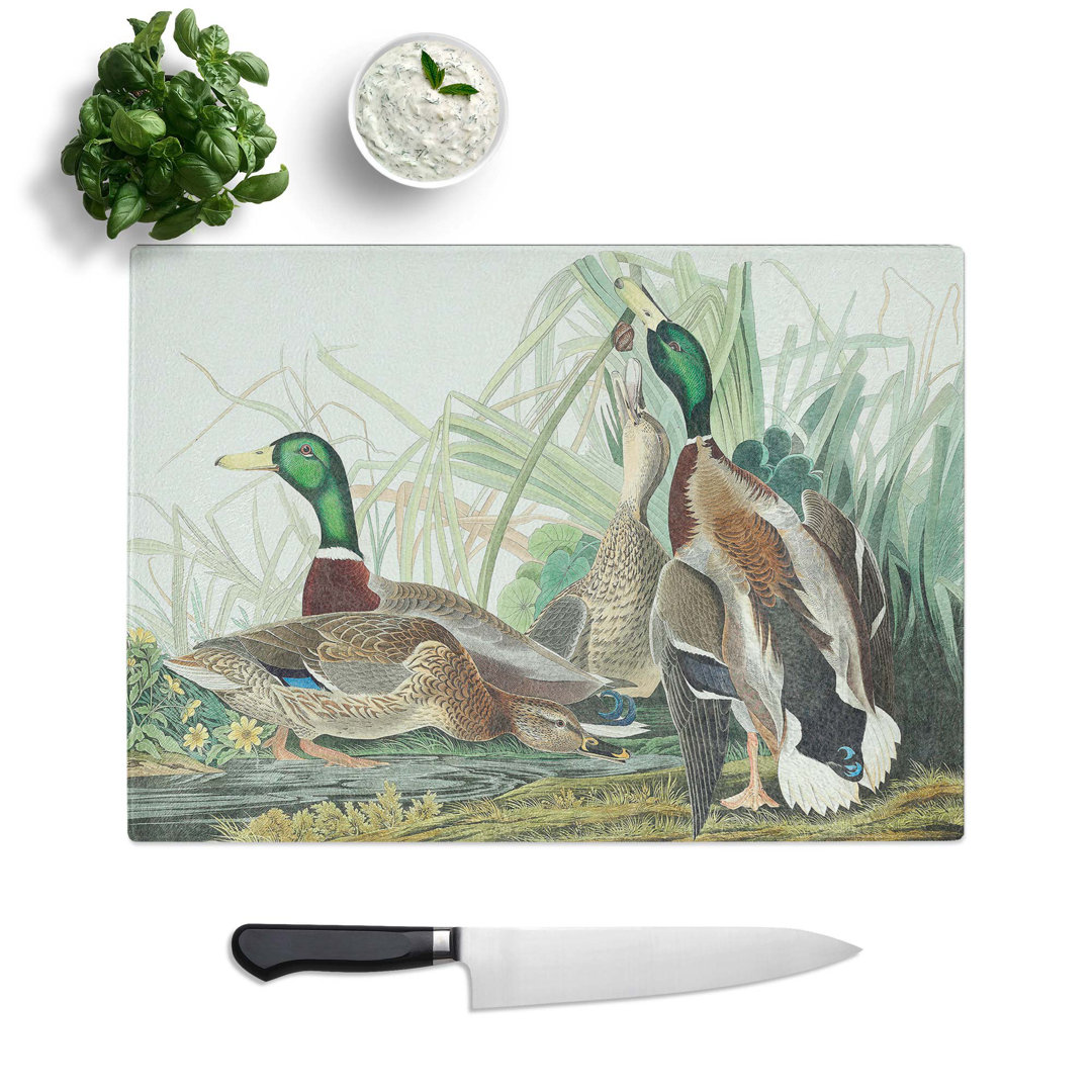 Glass Mallard Ducks by John James Audubon Chopping Board