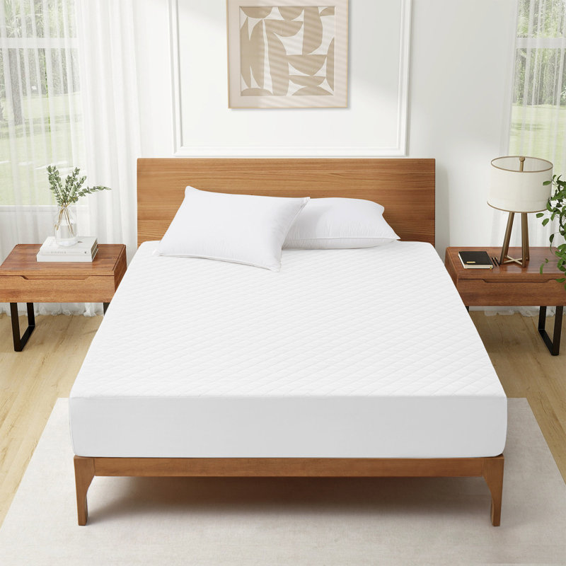 Protège-matelas matelassé imperméable avec poche profonde, Blanc, Simple TG