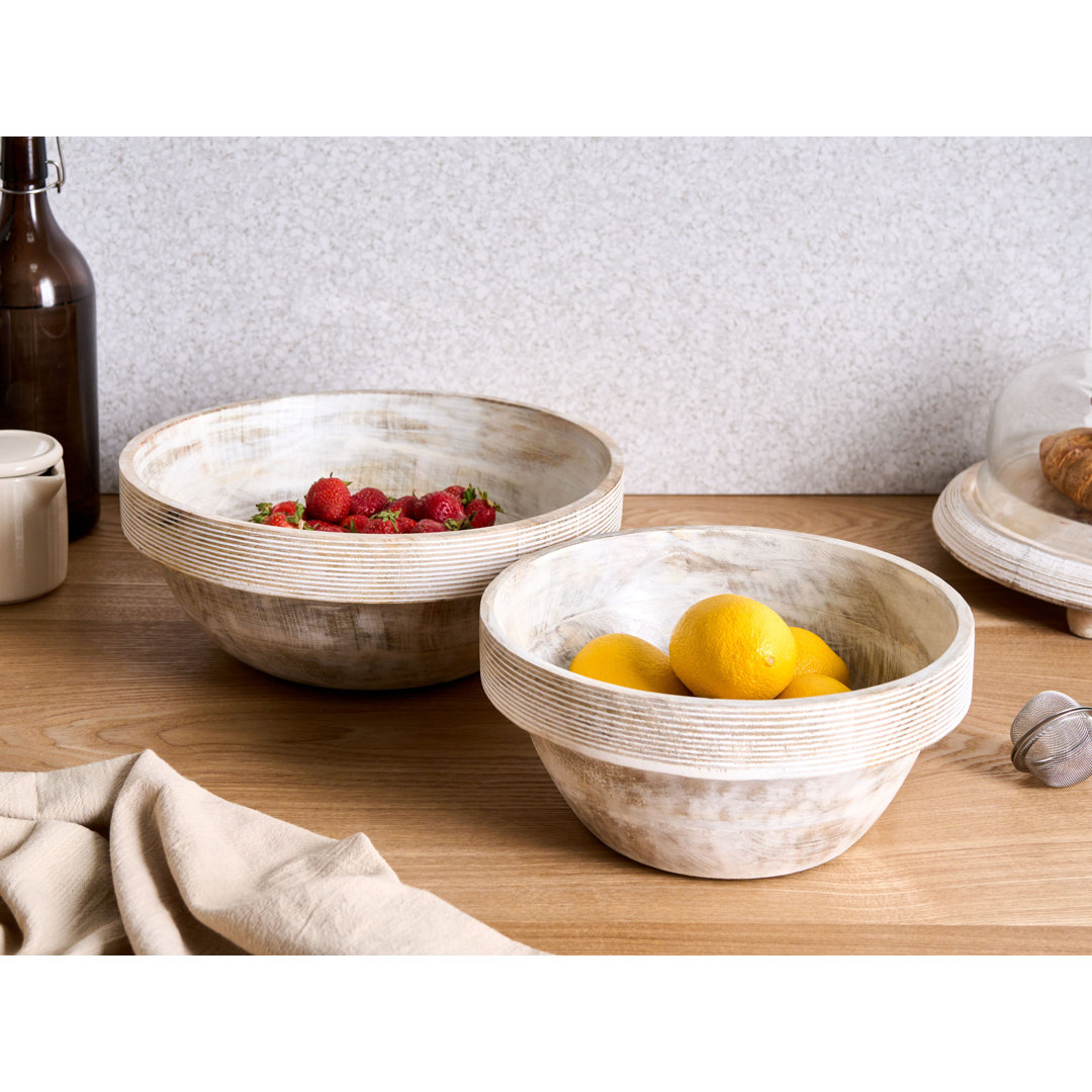 Set of 2 Bowls MINYA Mango Wood Light Brown