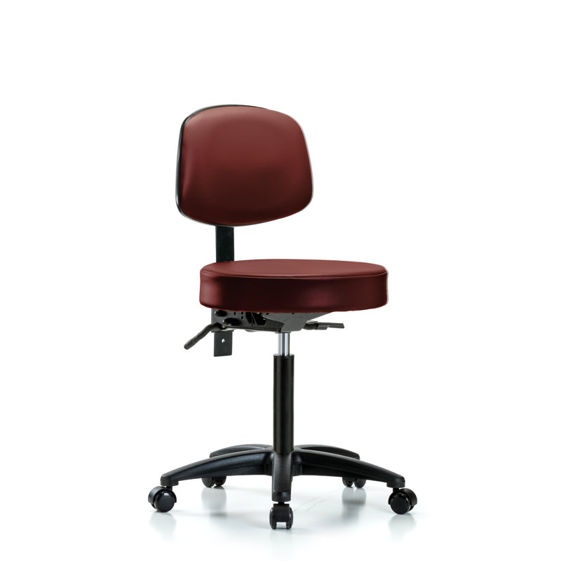 Chaise de travail Kuehne, Roulettes, Rouge, Non inclinable inclus