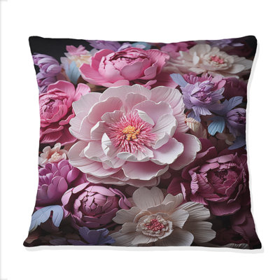 Pivoines asiatiques en rose V - Coussin décoratif imprimé asiatique