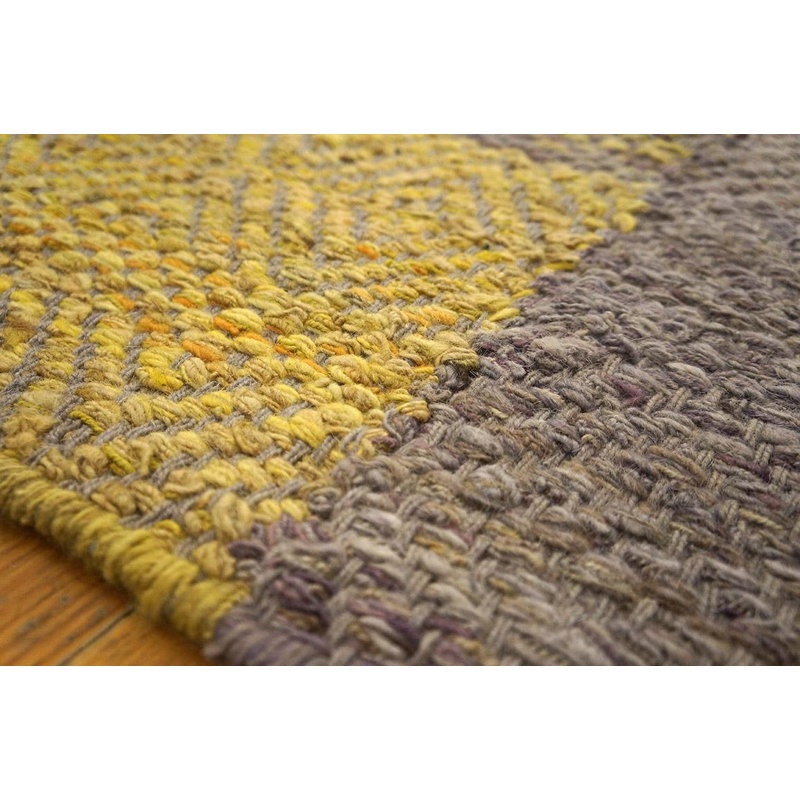 Contemporary Shaker Style Flat-Weave Rug — Gray & Yellow Combination 8'9" x 12'0"