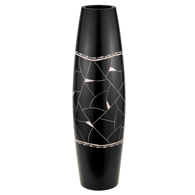 Vase à fleurs en bois de manguier naturel noir