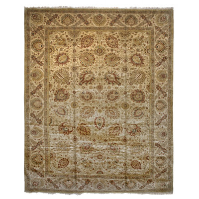 Tapis brun / ivoire noué à la main 12 pi x 14 pi 10 po
