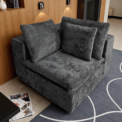 Canapé-lit modulaire en velours côtelé gris, confortable et facile à assembler, idéal pour rehausser l'ambiance de votre intérieur. Convient aux appartements et aux salons.