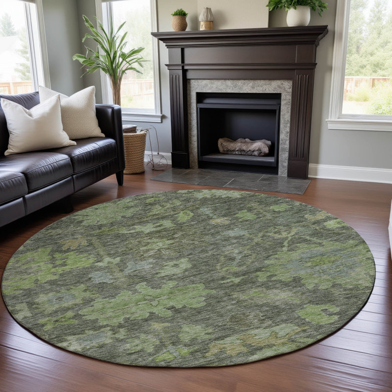 Premium Machine Washable Konopka AMF1108 Global Rug, Round 8'