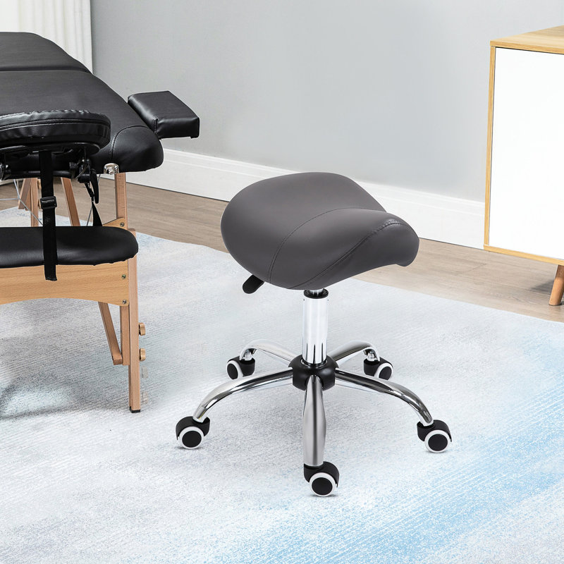 Tabouret gris en similicuir gris, réglable en hauteur et à mouvement doux, pour bureau médical