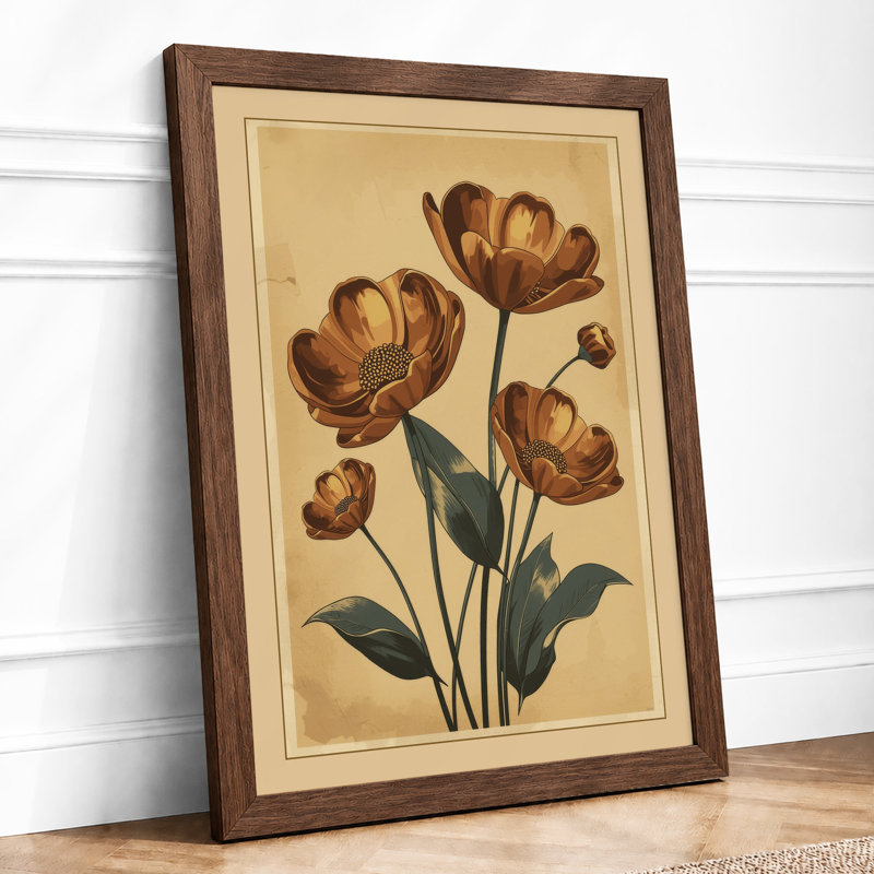 Study in Burgundy Botanical - Framed Print, A3 - 42.0 x 29.7 cm, Walnut
