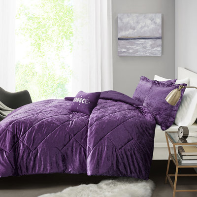 Édredon en velours mauve pour lit simple / simple TG, bourre et coussins décoratifs