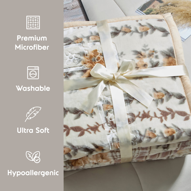Jeté lourd en peluche, Grand, Beige