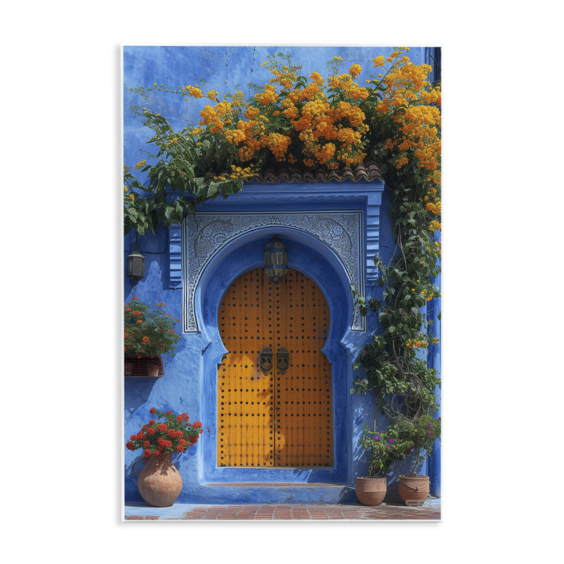 Art mural bleu et orange par RB, H 15 po x l 10 po