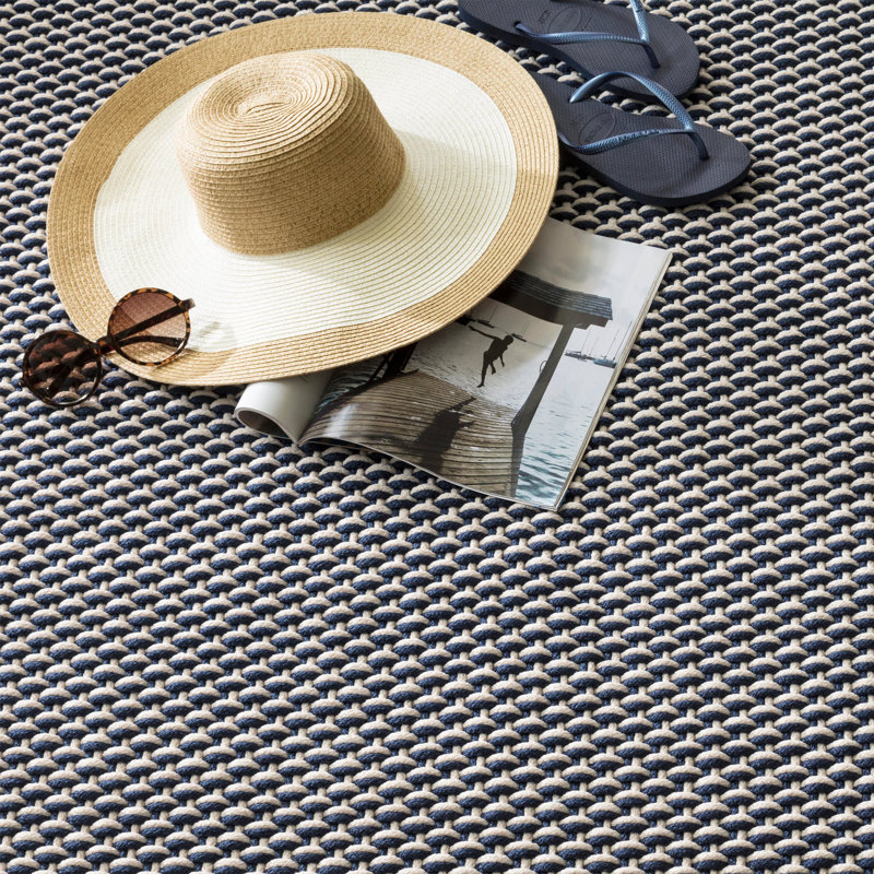 Tapis bleu marine / ivoire tissé à la main à deux tons, Rectangle 9 pi 6 po x 13 pi 6 po