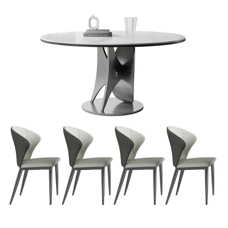 Light luxury modern home round dinning table sets, 29.5”H x 47.2”L x 47.2”W