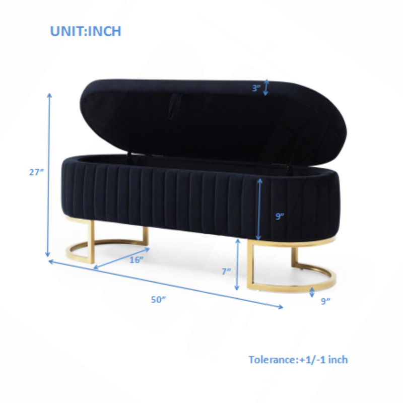 Storage Bedroom Bench, Black