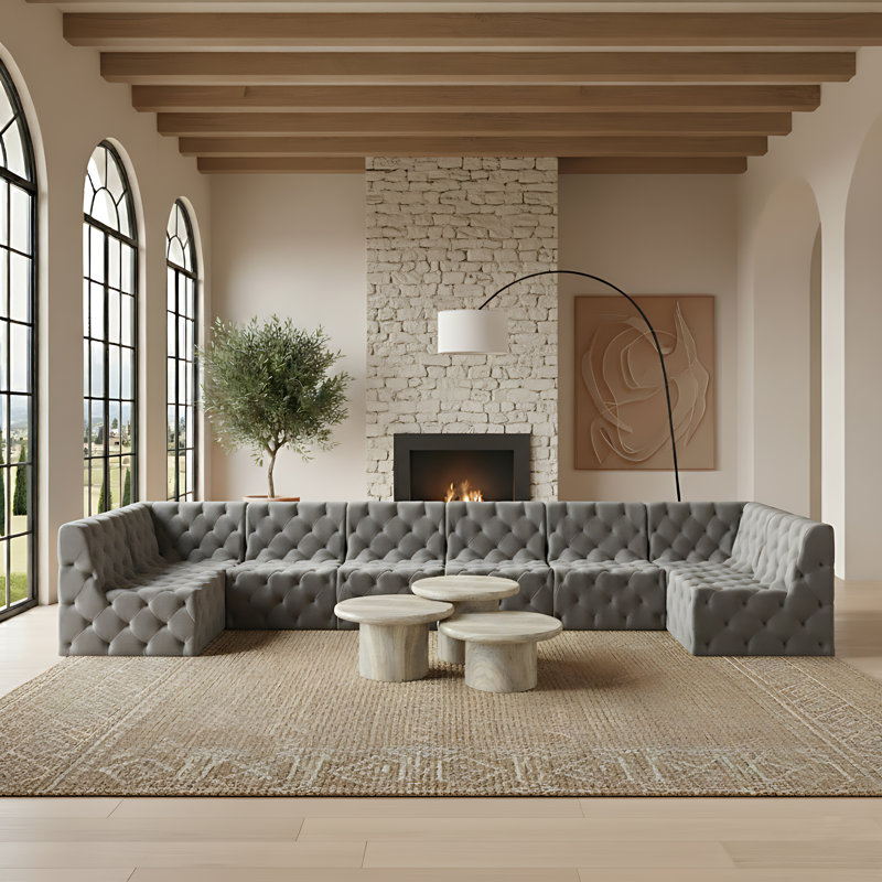Canapé modulaire Klecka, Velours gris