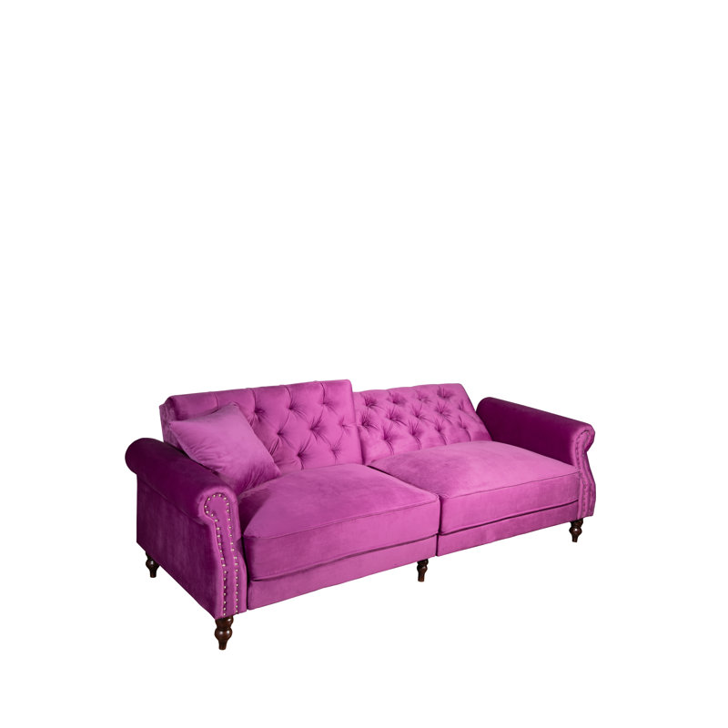 87.8'' Velvet Sofa, Violet Velvet