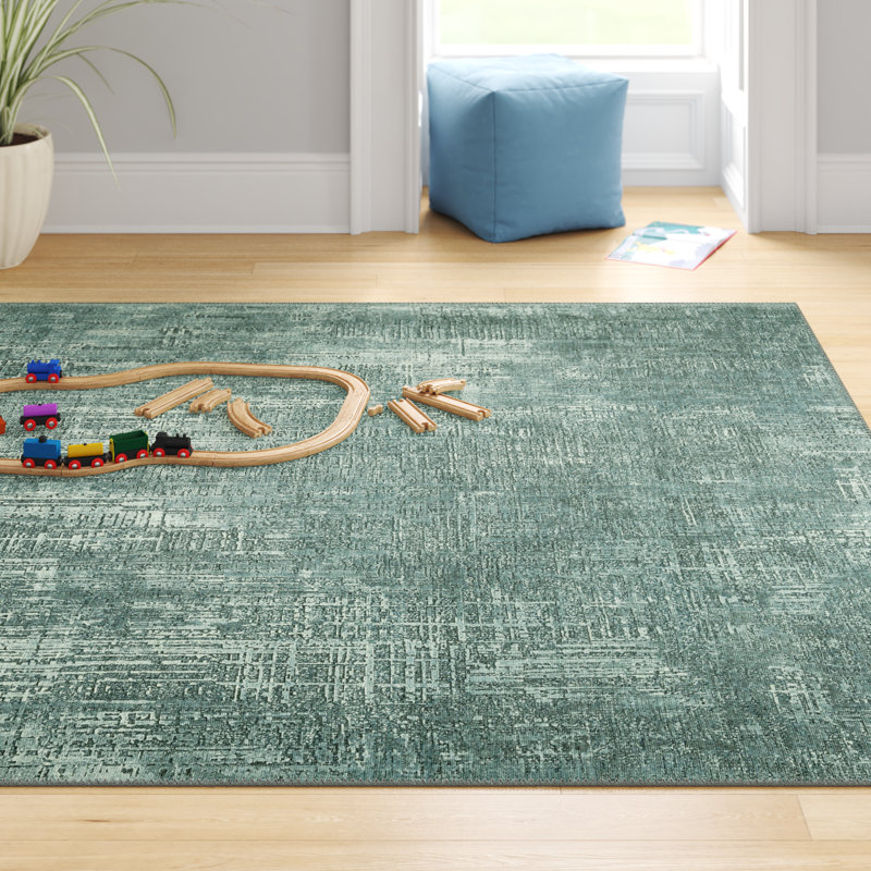 Tapis Pomonok London Elements, Rectangle 5 pi x 7 pi 6 po, Sarcelle