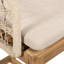 Tabouret de bar d'extérieur en bois et corde, bois fini teck avec coussin beige, ensemble de 2