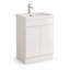 Meuble-lavabo autoportant moderne 24 po avec lavabo en céramique, portes à fermeture douce, blanc brillant