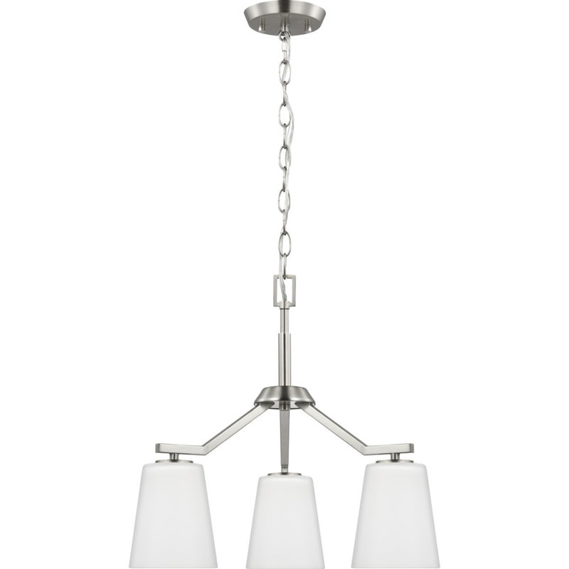 Lustre classique / traditionnel 3 lumières Shanka, Nickel brossé