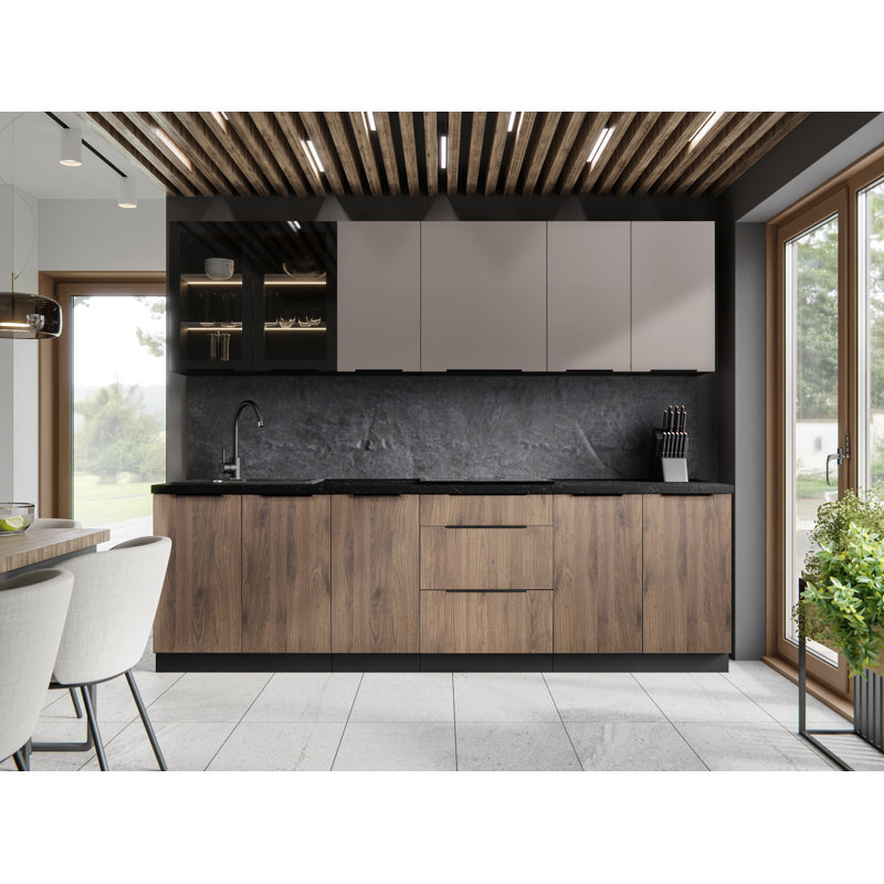 Navena 210cm Kitchen Pantry, Beige/Brown