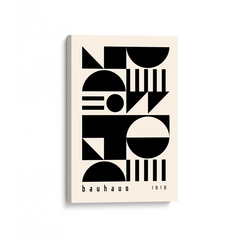 Impression sur toile monochrome Bauhaus Shapes, Toile tendue, H 18 po x l 12 po x P 1,25 po