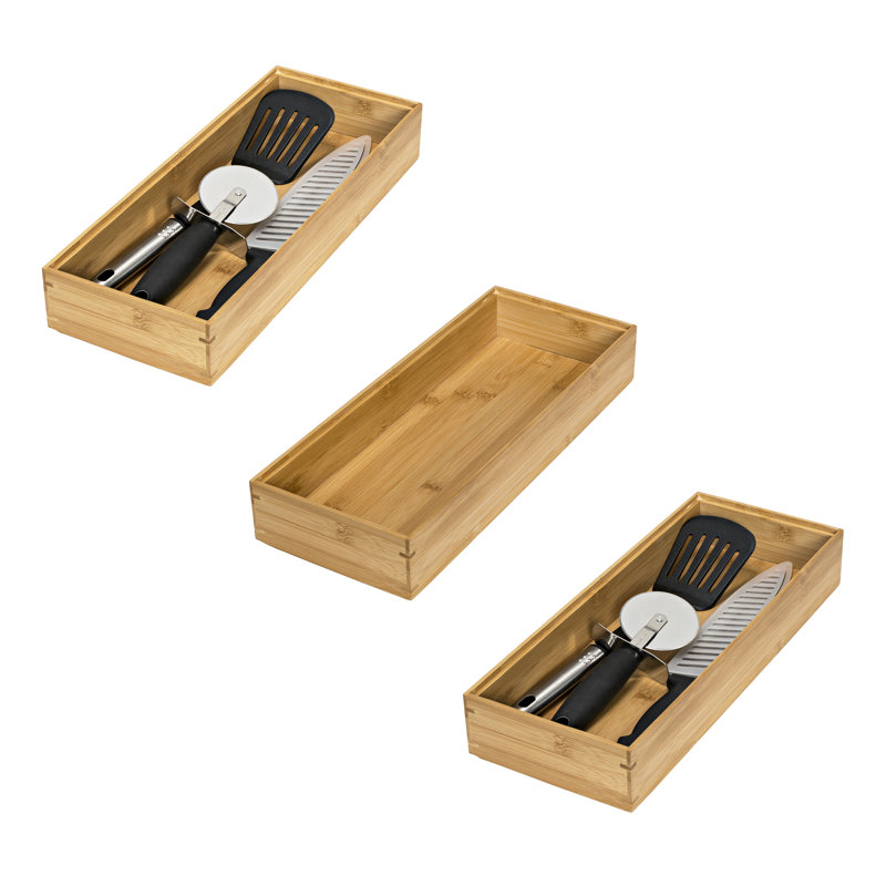 Harkness Bamboo 3 Piece Drawer Organizer Set