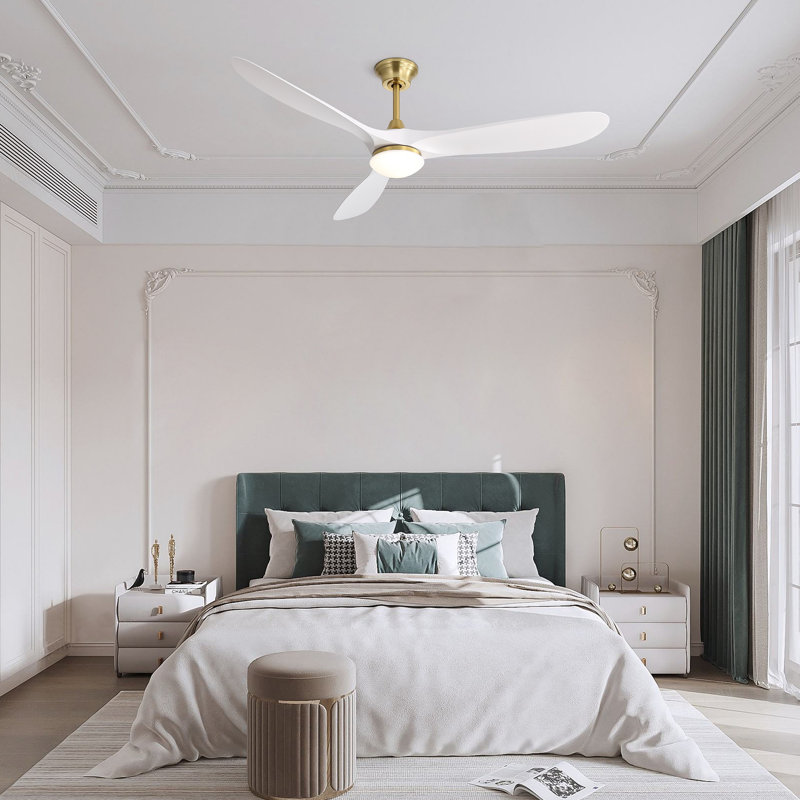 Ventilateur de plafond intelligent avec lumière, application intelligente et télécommande, moteur à courant continu, minuterie 1H / 4H / 8H, idéal pour les grands espaces