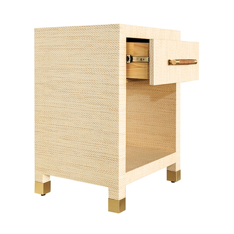 Pelham Beige Wood Rectangular End Table with Storage