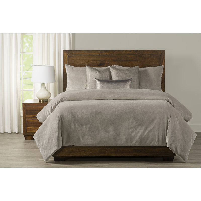 Padma Velvet Duvet Cover and Insert Set, King Duvet Cover/Insert, Dove Gray