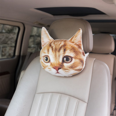 Coussin de tête de voiture mignon avec tête d'animal pour la conduite avec sangle
