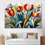 «Green Mid Century Mod Nature Tulip V», ensemble d'art mural abstrait Mid-Century-107213363-107213365