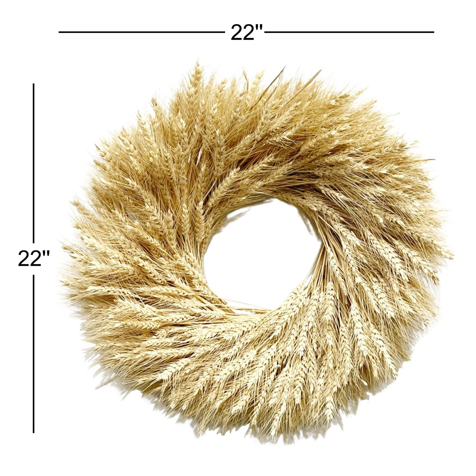22" Handcrafted Blonde Wheat Wreath, 22'' H x 22'' W