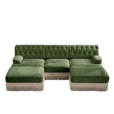 U-shaped, breathable, comfortable fringe-trimmed sofa