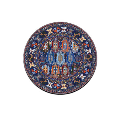 Ethnic Pattern Multicolor Round Area Rug