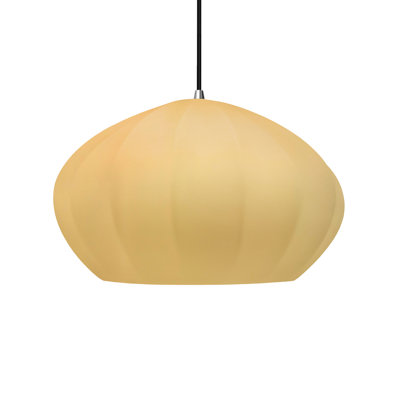 Radiance - Oval Fluted 1-Light Pendant - Muted Yellow - Polished Chrome - Dedicated LED - Black Cord