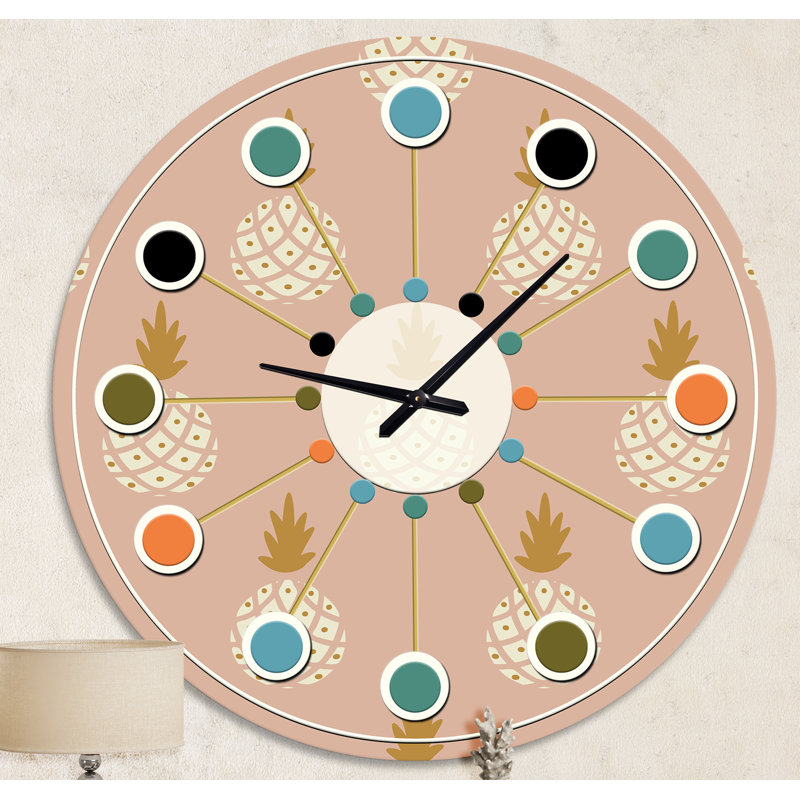Horloge murale Pineapple Summer Bliss VII - Mid-Century, Moyenne