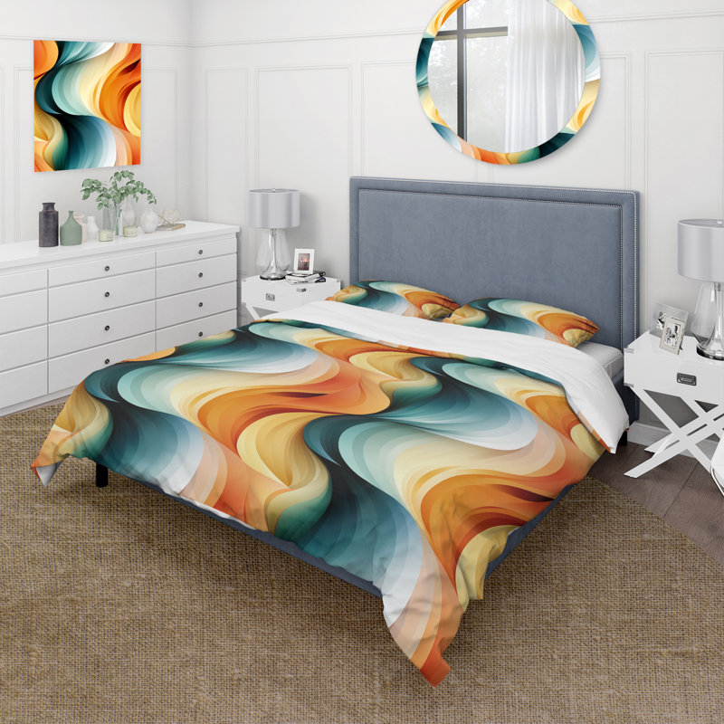 Ensemble de housse de couette à rayures jaune et vert Moderrn, Housse de couette pour grand lit et 2 taies décor