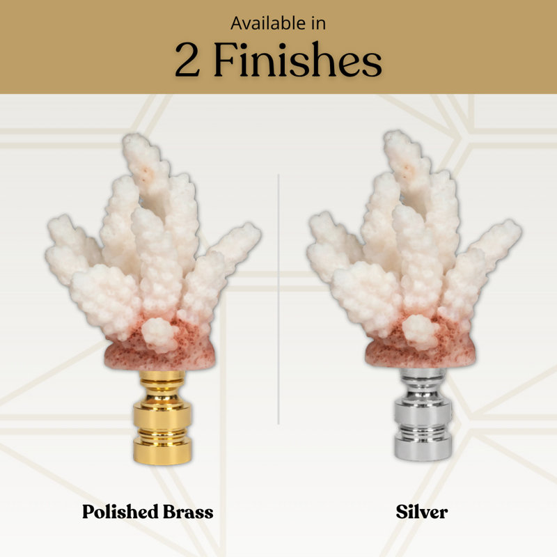 Grand faîteau de lampe corail Royal Designs, Inc., blanc deux tons, base en laiton poli, H 3,25 po x l 2 po x P 1,5 po