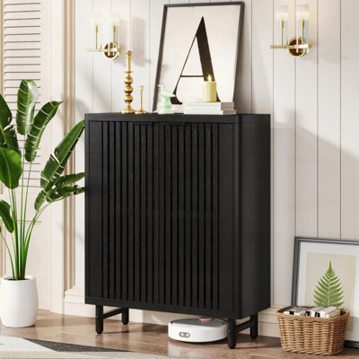 24 Pair Shoe Storage Cabinet with Louvered Doors