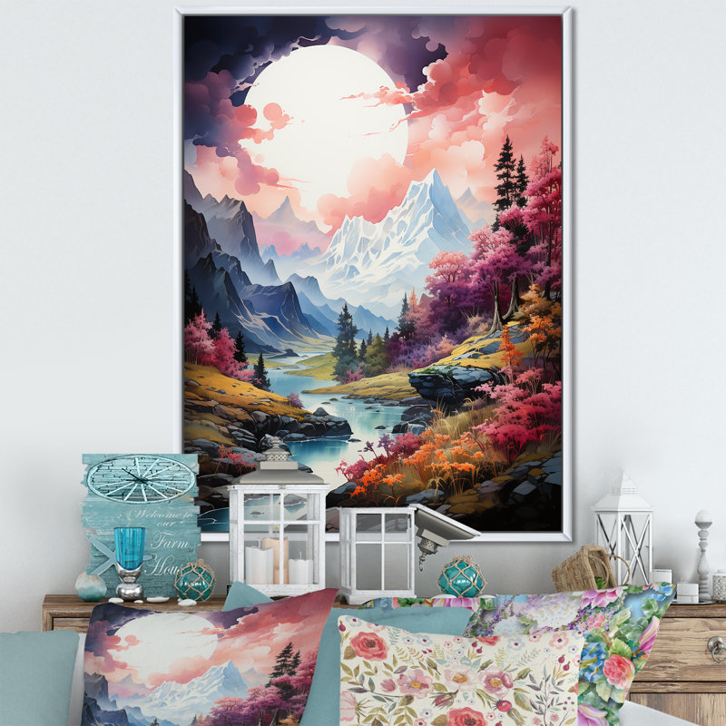 " Fantasy Mountain Dreams ", White Floater Frame, 20" H x 12" W x 1" D
