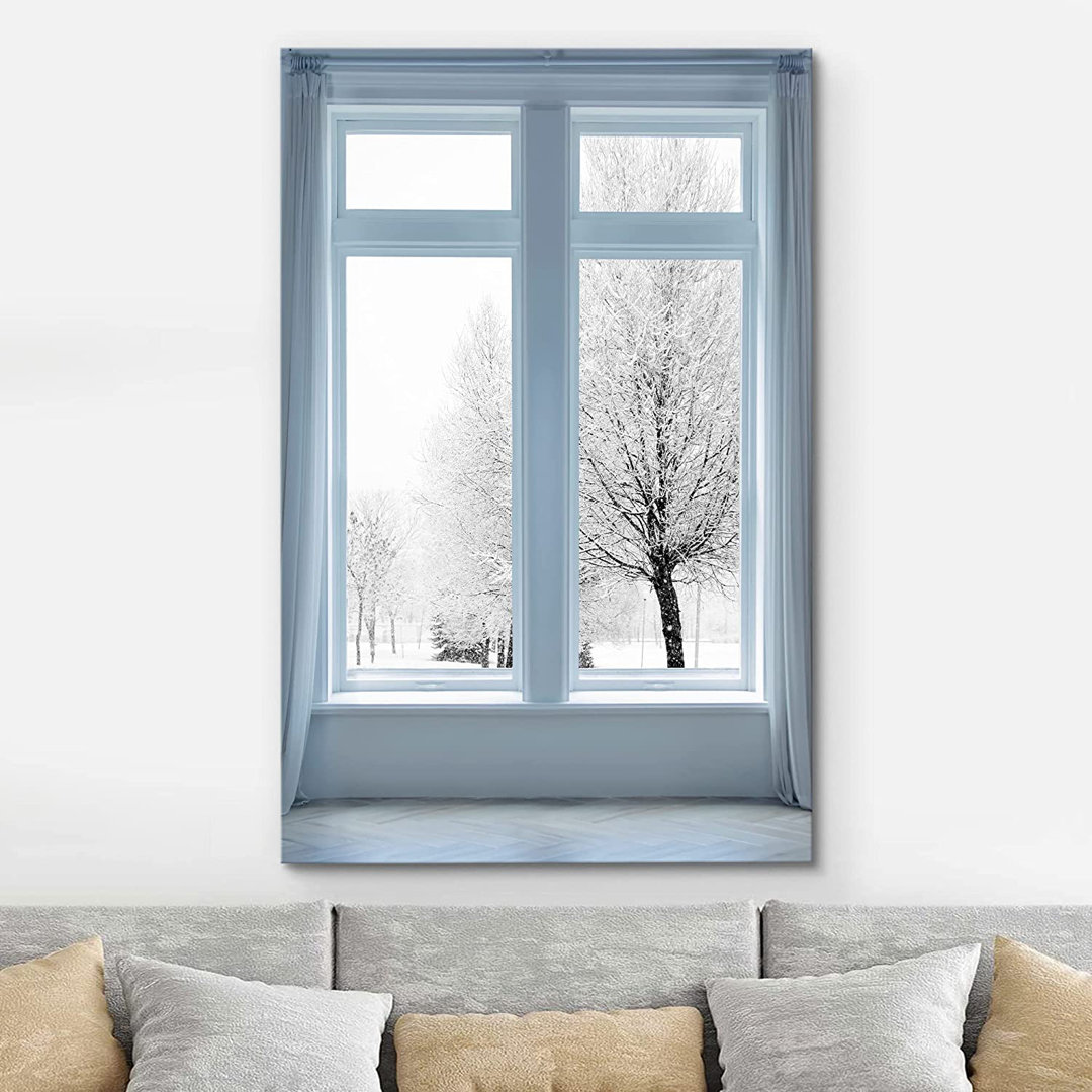 IDEA4WALL Canvas Print Wall Art Window View Winter Wonderland Snow Forest Tree Landscape Nature Wilderness Photography Modern Art Rustic Decorative Scenic For Living Room, Bedroom, Office IDEA4WALL 