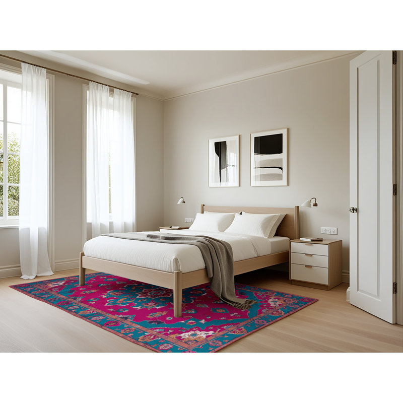 Tapis mauve lavable à la machine Tabriz, Rectangle 5 pi x 7 pi