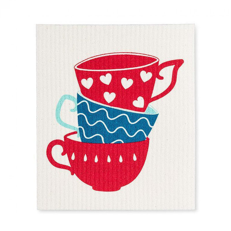 Set Of 2 Teapot & Cups Dishcloth