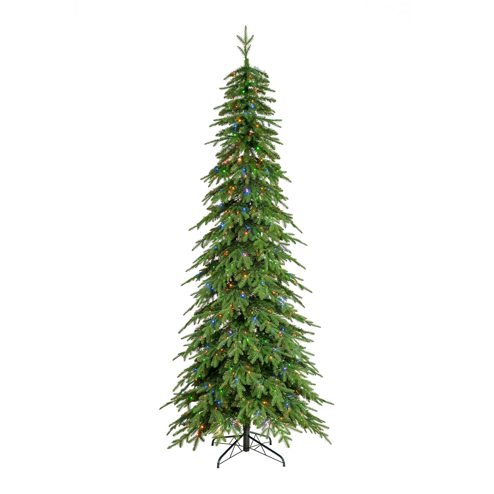 Pre-Lit Pencil Spruce Artificial Christmas Tree – Multi-Color Lights with Remote, Easy Setup, 9' H
