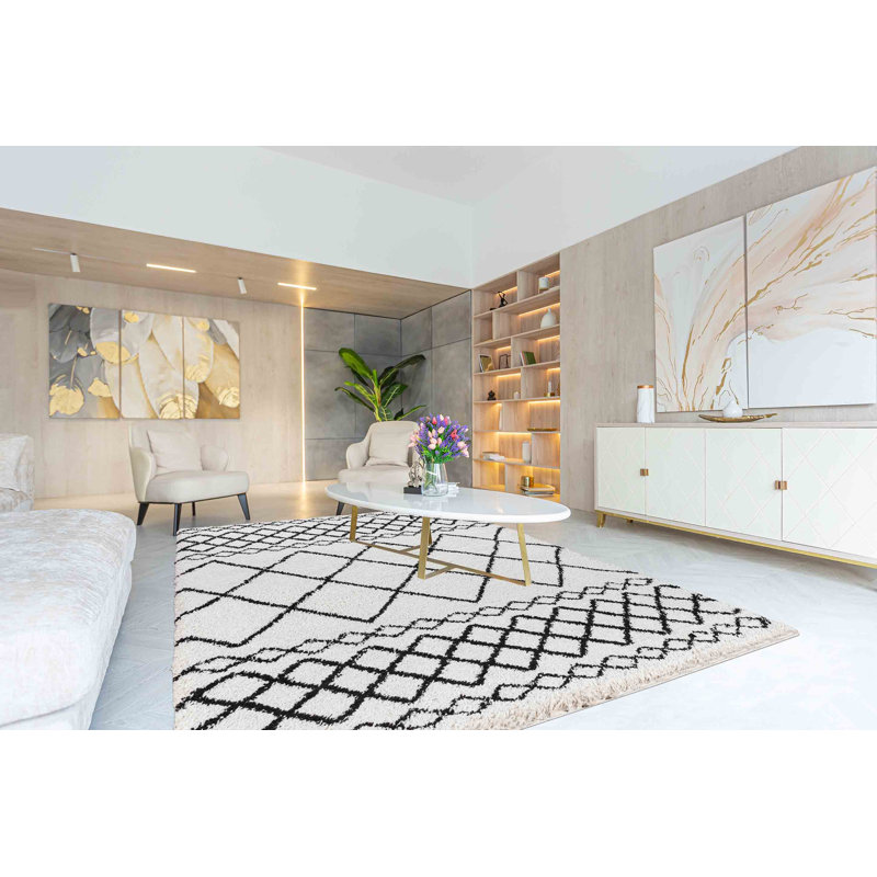 Judy Geometric Shag Area Rug, Rectangle 120 x 170cm