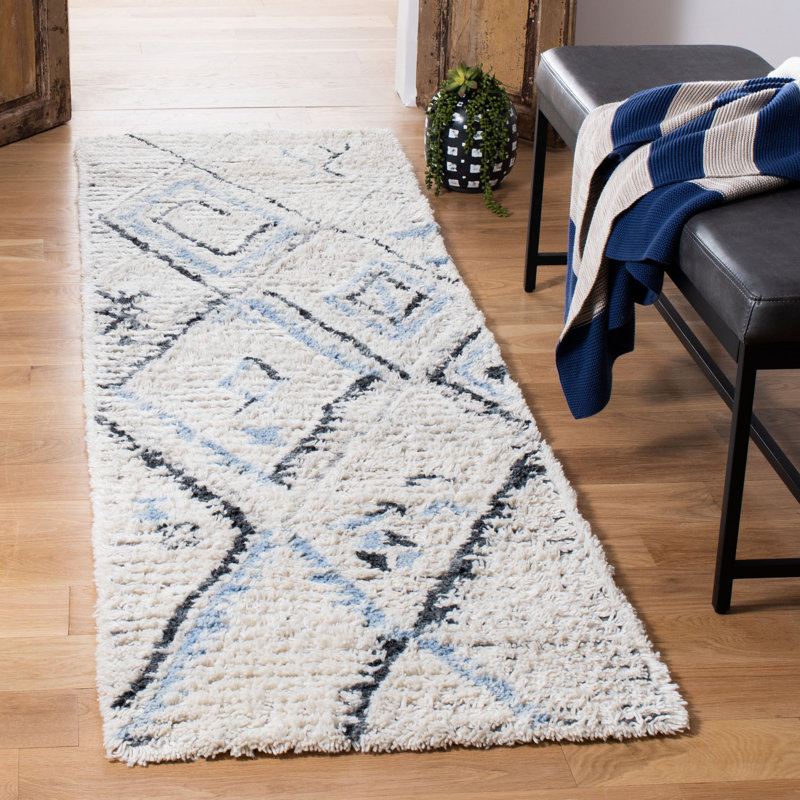 Powell Shag Hand Tufted Wool Southwestern Rug, Runner 2'3" x 8'