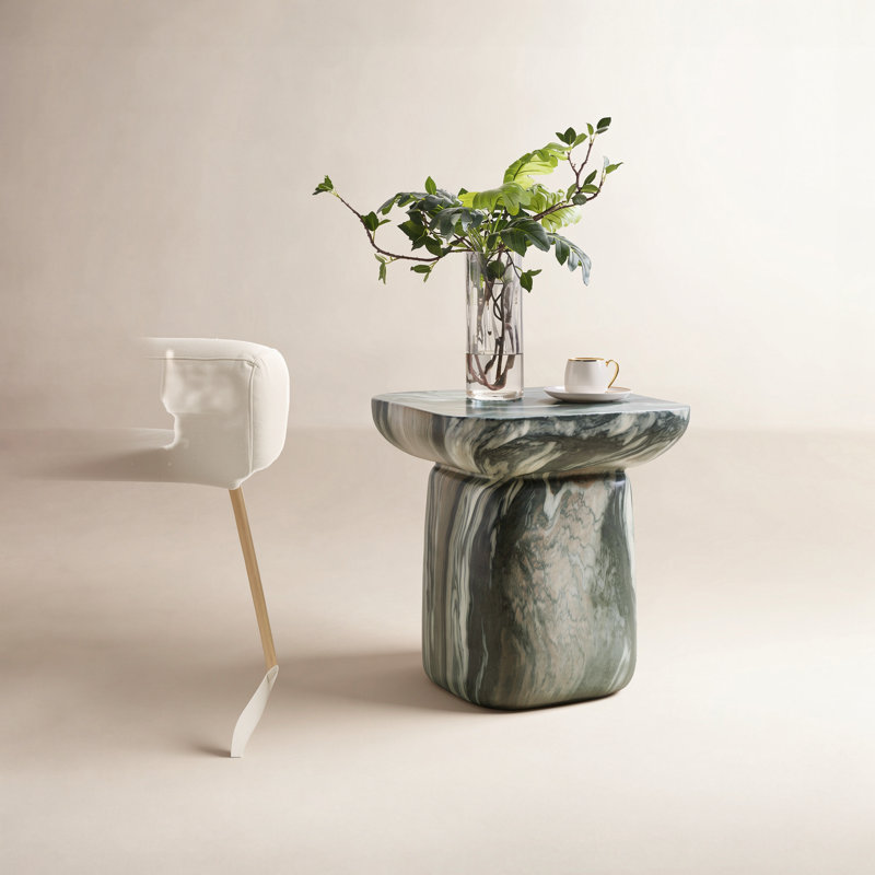 Table de bout moderne en béton 19,75 po Avin Alduara, Vert